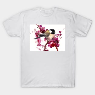 Chickadee Bird and Berries decor T-Shirt